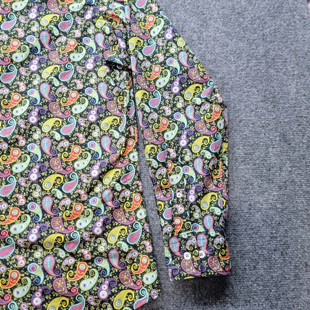 Cremieux Premium Denim Mens Large Paisley Stretch Button Down Shirt Multi-Color